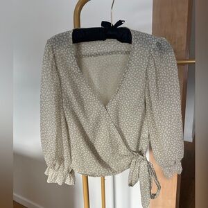 Abercrombie & Fitch Green/White Patterned Wrap Blouse